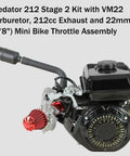 Stage 2 Engine Upgrade Kit With VM22 Carburetor For 212cc Mini Bike And Go Kart Engines Includes Exhaust Throttle Air Filter Cables
