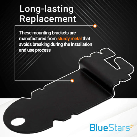 Dishwasher Side Mounting Bracket Replacement Kit Including Two Brackets And Four Screws Easy Install Durable Build Lifetime Protection Model 8212560, close-up of black metal bracket.