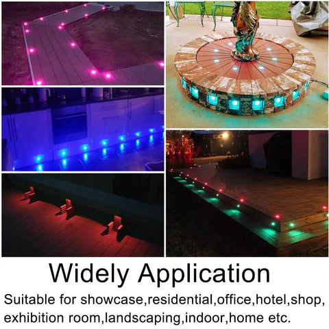 WiFi RGB LED Deck Lights Kit 10 Pack, Recessed In Ground Outdoor Lamps, Waterproof Low Voltage, Color Changing, Alexa and Google Assistant Voice Control, Easy App Control for Patio Path Yard Stairway Landscape
