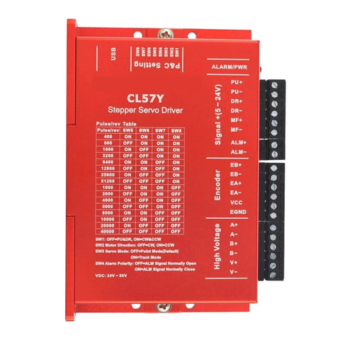 Close-up of CL57Y driver for 3 Nm Closed Loop Servo Stepper Motor With Encoder CL57Y Driver And Power Supply CNC Kit For Precision Machining
