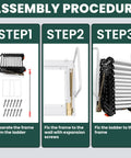 12 Step Retractable Attic Stairs With Armrests, Wall Mounted Loft Ladder, Aluminum Attic Ladder, Pull Down Design With Pull Rod, Built Tough But Lightweight, 900 Lb Capacity, Easy Access For Handy Home Upgrades. assembly steps diagram