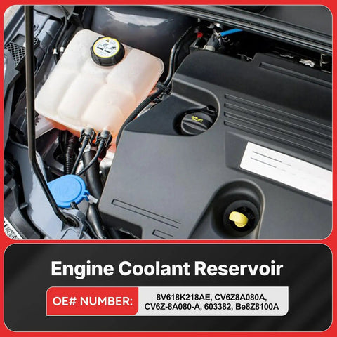 Zero Drama Swap Direct Fit Coolant Reservoir Replacement For Ford Escape Focus C Max Radiator Expansion Tank under the hood.