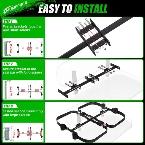 Installation steps for Universal Golf Cart Seat Belt Kit For 4 Seat Carts, Retractable Front And Rear Seat Belts With Brackets