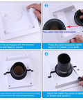 Slick White Wall Penetration Cover Kit For Ac Line Sets With Split Design, assembly steps showing installation process.