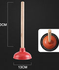 Rock Solid Heavy Duty Rubber Cup Toilet Plunger With Reinforced Wooden Handle 13CM cup and 40CM wood handle for effective clogs.