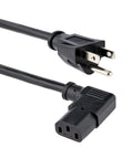 3ft Right Angle Power Cord NEMA 5-15P to IEC 60320 C13 18AWG 10A 125V UL Listed Replacement Cable for PC and Home Office