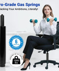 Front view of black office chair gas lift cylinder; 12.2–18.5 in range, 6.3 in stroke, 1000 lbs capacity.