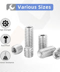 Cup Point Socket Set Screws 5/16-18 By 1/2 Inch Internal Hex Drive 304 Stainless Steel Grub Screws With Hex Wrenches 20 Piece Set