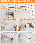 Pegboard Organizer Kit With 238 Pieces Hooks Bins Baskets Paper Towel Holder For One Eighth And One Quarter Inch Pegboards Solid Garage Wall Storage And Tool Hanger Set shown with installation steps.