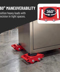 4 Pack Beefy Heavy Duty Steel Machinery Dollies With 8 Ton Total Load Capacity For Warehouse Moves Industrial Grade Wheel Skates Each Dolly Up To 2 Tons Smooth Rolling And Easy Maneuverability For Heavy Equipment. 360° dolly under machine