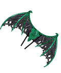 Green and black dragon wings cosplay prop with detailed patterns on a white background for stage performances and Halloween parties