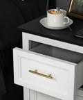 Gold cabinet handle on white drawer, featuring 20 Pack Gold Stainless Steel Cabinet Handles, 5 Inch Length, 3 Inch Center-To-Center Holes
