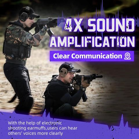 Two shooters using Electronic Shooting Earmuffs With Ambient Sound Amplifier For Shooters, 2 Pack Hearing Protection, gun range.