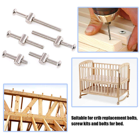 100Pcs M6 Hex Drive Socket Cap Barrel Screws And Nuts Kit for DIY furniture building, nickel plated, screws in use on crib