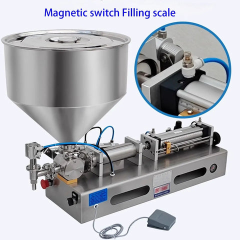 Single Head Pneumatic Filling Machine Built Tough With Stainless Steel And A No Sweat Drip Proof Nozzle For Smooth Auto Manual Paste Dispensing Up To Two Thousand Six Hundred Milliliters Capacity, showing the magnetic switch filling scale.