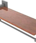 Montero Collection 16 Inch Solid Ipe Ironwood Integrated Towel Bar With Wood Shelf In Matte Gray Wall Mounted for sleek style.