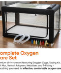 Portable Oxygen Therapy Cage For Pets Vet Grade Oxygen And Nebulizer Chamber For Dogs Cats Puppies And Sheep Includes Tubing Kit Soft Mat Venturi Adapters Nebulizer T Fitting Concentrator Not Included