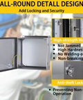 MJ-Box stainless steel electrical enclosure, 12 x 12 x 6 in, with anti-theft lock (indoor/outdoor).