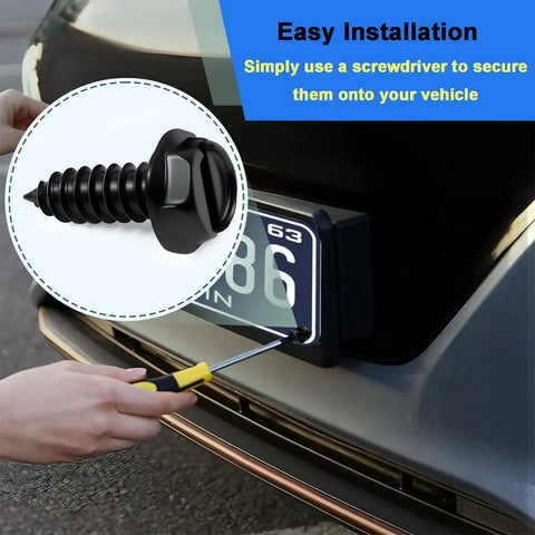 Heavy Duty Black License Plate Screws Set With Rustproof Finish Self Tapping Bolts For Front And Rear Plates installation example