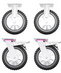 Heavy Duty 8 Inch Caster Wheels Set Of Four With 1323 Lbs Total Load 2 Swivel Casters 2 With Brakes Double Bearing Anti Tangle For Trolleys Workbenches And Carts Industrial Grey