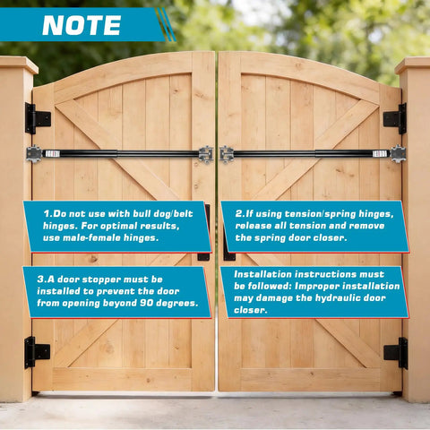 Outdoor Hydraulic Gate Closer Kit Six Pack TB200B installation instructions on wooden gate