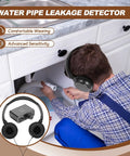 Underground Water Leak Detection Kit With Headset High Sensitivity Pipe Leak Detector Dual Probe Design For DIY Home Plumbing Leak Testing And Field Strength Meter For Quick Diagnostics And Peace of Mind, man testing sink pipe