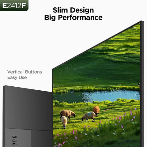 Front view of 24 Inch Full HD Monitor With 100Hz VA Panel For Smooth, Crisp Visuals And Dope Color, 1920x1080 Resolution, Black E2412F