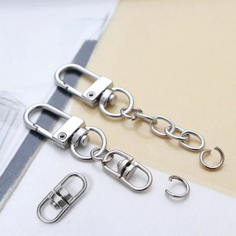 360 Degree Swivel Key Ring Connectors Set With Double Opening Clasps Zinc Alloy Spinner Clips For Lanyards Backpacks Jewelry Diy Keychain Making Accessories No Tangle Design, zinc alloy, 0.78 in