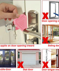 Pocket Door Lock And Alarm Dual Protection For Hotels And Travel Stays Pink Portable Door Stop Self Defense Tool installed inward.