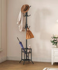 No Fuss Freestanding Coat Rack With 12 Hooks And Umbrella Holder Modern Metal Hall Tree For Entryway Living Room Bedroom Or Office