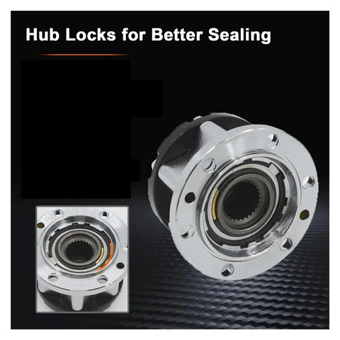 Heavy Duty Mechanical Locking Hubs Delivering Slick Free Wheel Action And 26 Spline Bolt Up For Suzuki Samurai Jimny Vitara Sierra Aluminum Castings 4381060A00 viewed at an angle showing the aluminum surface and internal gear mechanism.