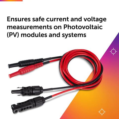Coiled dual MC4 test leads with banana plug for PV setups, pro grade, safe 1500V CAT III rated, parallel MC4 connection.