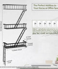 Built Tight Three Tier Fire Escape Wall Shelf In Matte Black For Bedroom Living Room Or Dorm Decor Heavy Duty Ladder Shelf With Thickened Steel Edges For Cozy Home Storage And Display Real Deal Quality - 27 inch high design with ladder appearance.