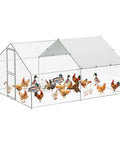 Huge Walk In Metal Chicken Coop With Heavy Duty Poultry Cage Waterproof UV Resistant Cover And Lockable Doors For Outdoor Backyard