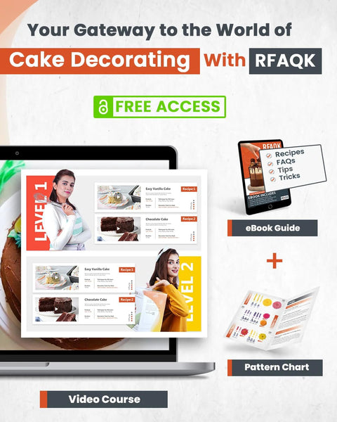 Front view of RFAQK 250-piece aluminum cake decorating kit with 12-inch turntable and knife set