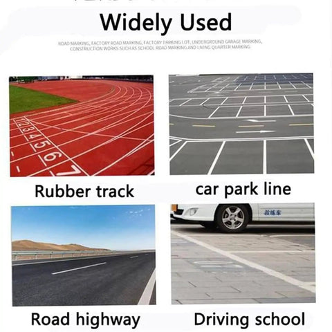 Striping Machine Floor Tape Applicator Workhorse For Factory And Warehouse Use, Traffic Lane Marking Tool For Parking Lots, Aisles, Yellow Lines, And Sports Courts, Easy Cleaning, Quick Setup, Durable And Versatile showing track, car park, road, and driving school use