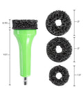 Drill Powered Brake Hub Resurfacing Tool with Pads for Cars Trucks and SUVs, includes green handle and three black pads.