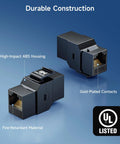 5 Pack Cat6 Keystone RJ45 Couplers For Patch Panels And Wall Plates Female To Female Ethernet Jacks 10Gbps Speed Gold Plated Contacts