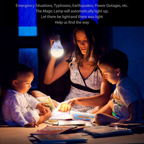 Family reading with Rechargeable Emergency Light Bulb With Remote For Cordless Lamps 60W Equivalent E26 Base Battery Powered Backup