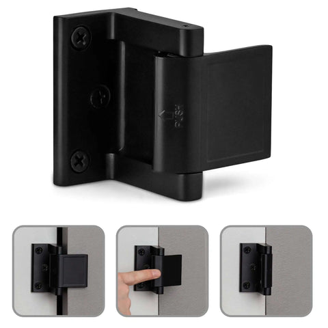 Door Lock Reinforcer For In Swinging Doors, Privacy Latch, Heavy Duty Home Security Lock Withstand 800 Lbs Of Force, Iron Black