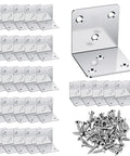 Heavy Duty 2X2 L Brackets With 30 Piece Kit Of Cold Rolled Steel Corner Supports And Matching Screw Sets For Furniture Assembly Shelves and Rock Solid DIY Projects.