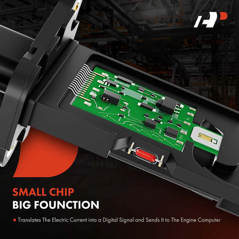 Detailed view of Mass Air Flow Sensor MAF 4 Pins for Nissan Altima 2016-2018 Sentra 2016-2019 showing internal chip.