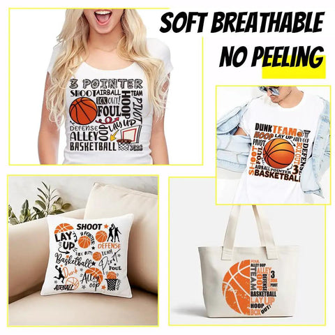 Basketball Iron On Transfer Patches Set Four Designs For Kids Teens Shirts Hoodies Jackets Ready To Press Washable DTF Transfers