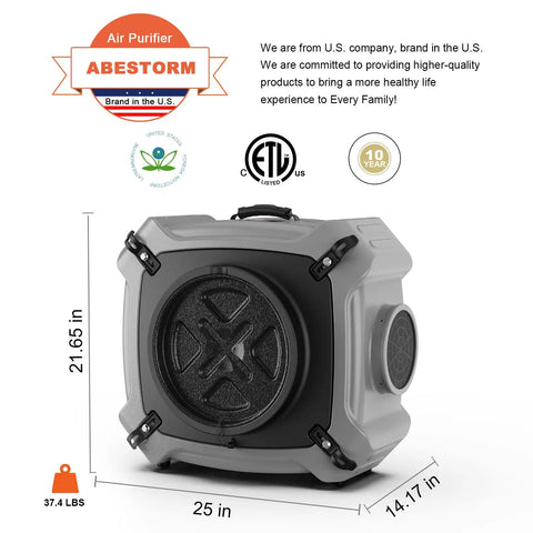 Air Scrubber With MERV 10 Pre Filter And HEPA Activated Carbon Filters For Pro Grade Commercial And Industrial Use 750 CFM
