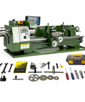 EQCOTWEA double-chuck metal lathe 8x30 green bench lathe with full accessory kit