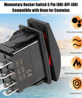 5 Pin On Off On Remote Start Rocker Switch for Onan Cummins Generator with silver contact, lighted indicator, panel mount design