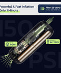 Inside view of Cordless Bike Pump And Portable Air Compressor With Digital Pressure Gauge 150 PSI Car Tire Inflator 18 Lpm
