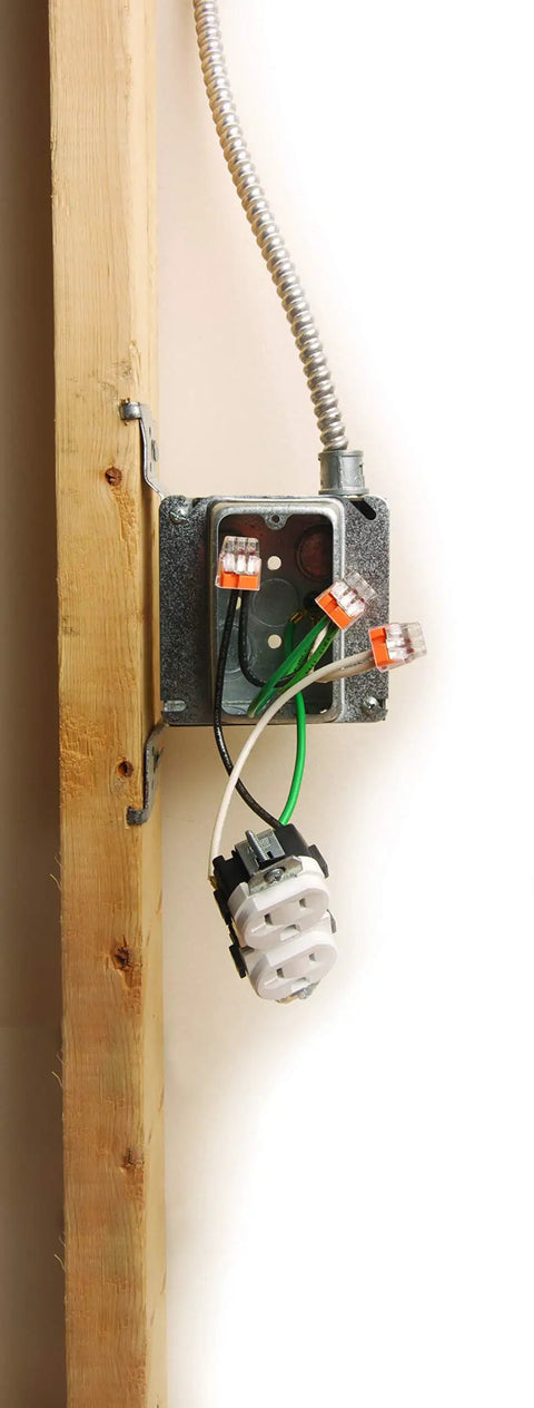 Electrical box with three-port push-in wire connector for 12-20 AWG orange 100-pack fast secure electrical wiring installations.