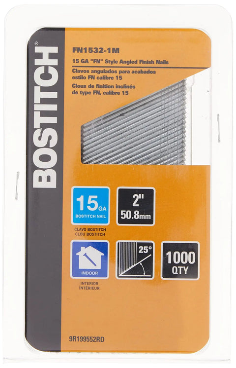 Pack of Finish Nails 15 Gauge Angled 2 Inch For Interior Use 1000 Pack Coated For Angled Finish Nailers DIY Friendly And Pro Grade Nails