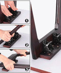 Hands demonstrating the installation of Straight Up 12 Pack Folding Brackets With Screws Rock Solid Self Locking Hinges 0 90 Degree Adjustable Table Leg Extenders No Sweat Diy Furniture Support Frame Black.